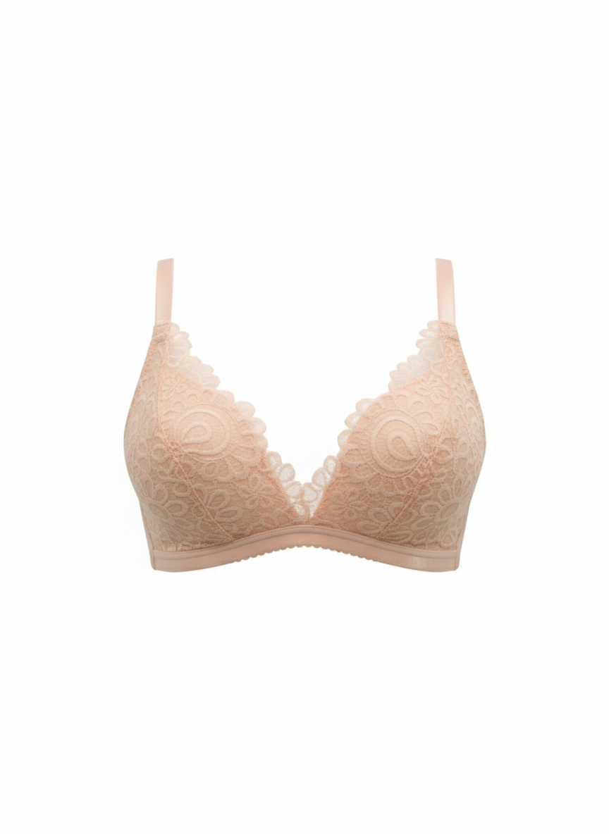 Peach Lace Non-Wired Bralette