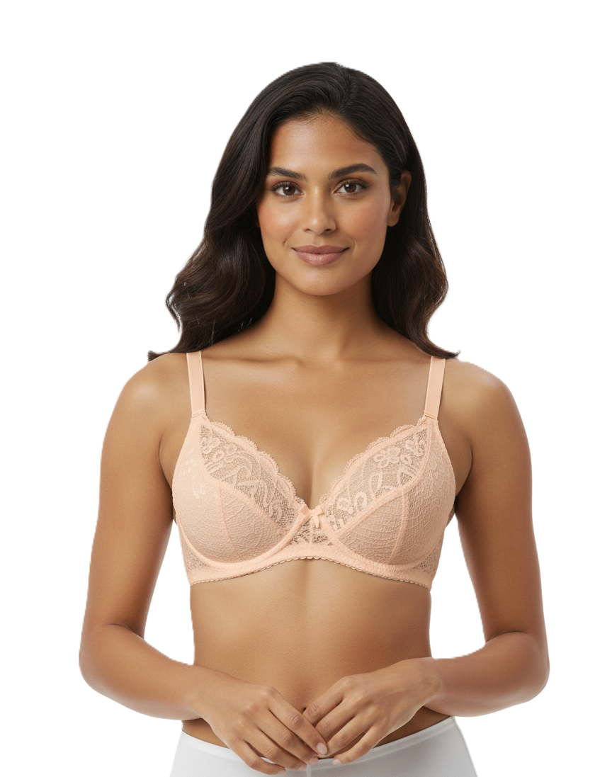 Peach Lace Non-Wired Bralette - Image 4