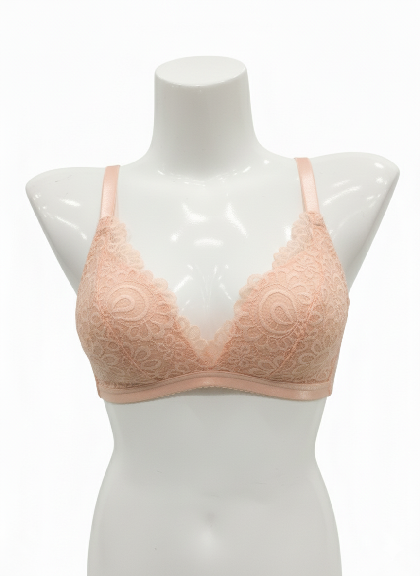 Peach Lace Non-Wired Bralette - Image 3